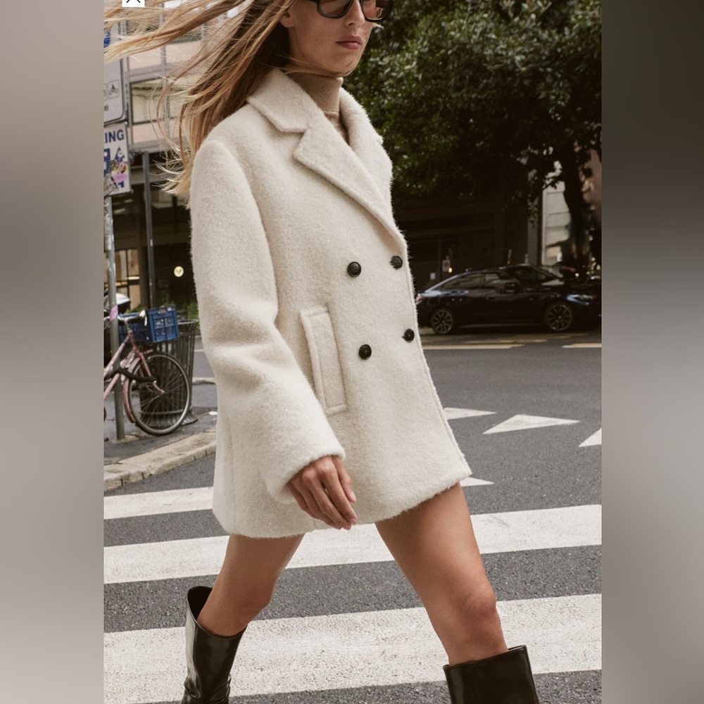ZARA! Elegant Cream Double-Breasted Women's Coat NWT - Picture 4 of 6